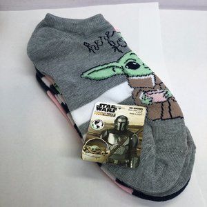 Star Wars Disney The Mandalorian The Child 5 PAIR No Show Socks Sz 4-10 NWT
